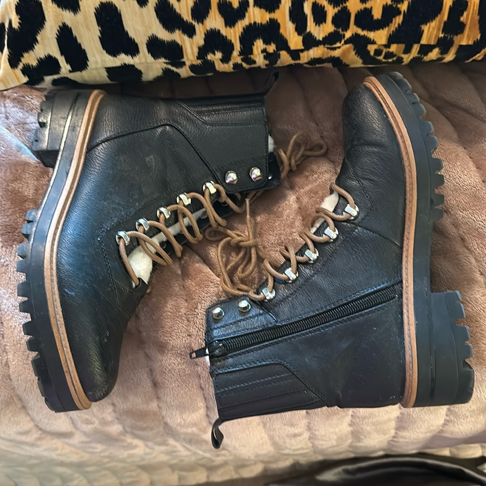 Faux Leather American Eagle Fur Lined Boots